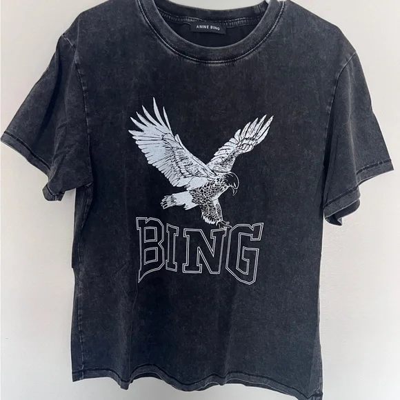 Anine Bing | Tops | Anine Bing Eagle Tshirt Washed Black Lili